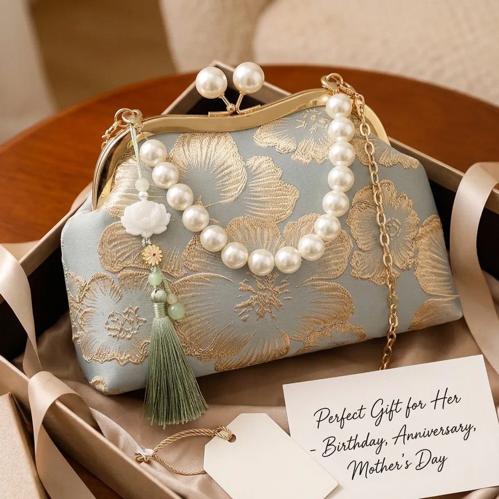 Pearl Embroidered Shoulder Bag Crossbody Bags For Woman Handbag — image 10