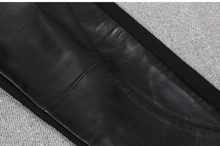 Stitching Stretch Pencil Women's Leather Pants