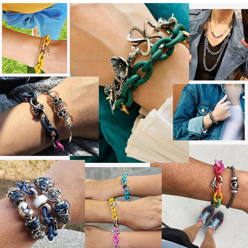 Love 925 Sterling Silver Accessories Rubber Girls Diy Finished Bracelet