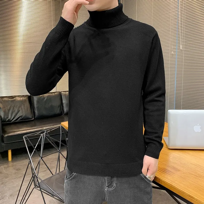 Turtleneck Sweater Plus Velvet Knitting Trend of Self-cultivation All-match