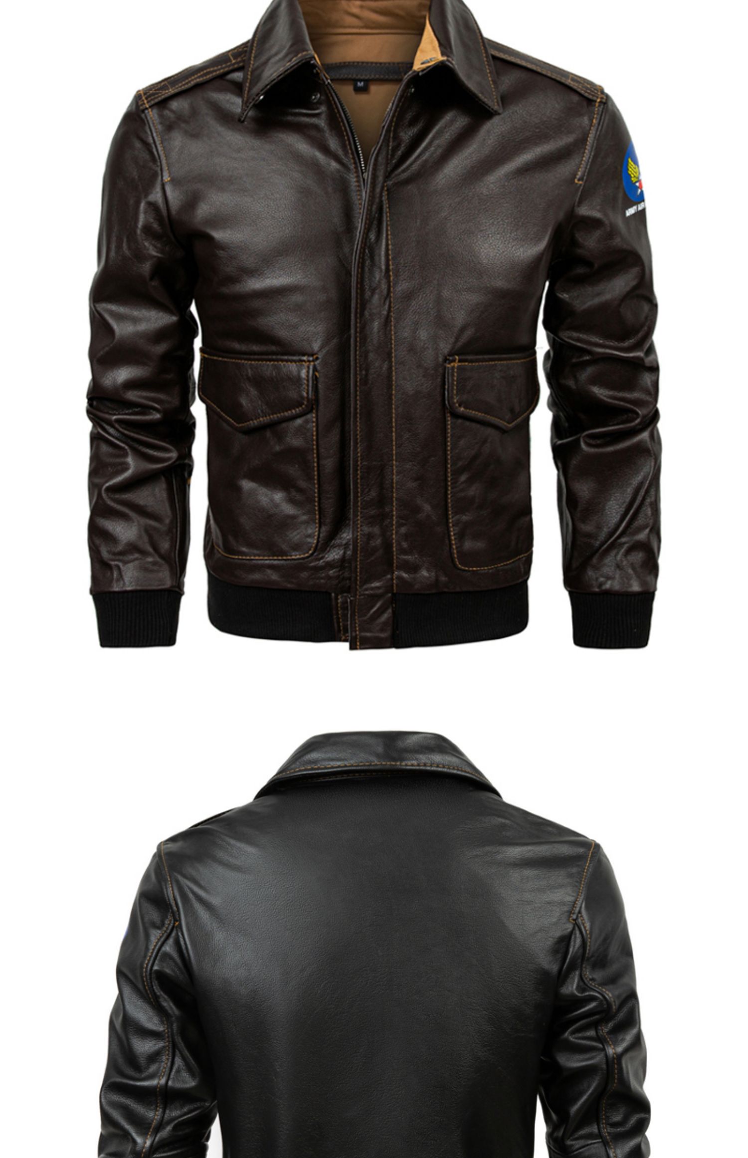 Title 2, Genuine Leather Flight Jacket Baseball Uniform ...