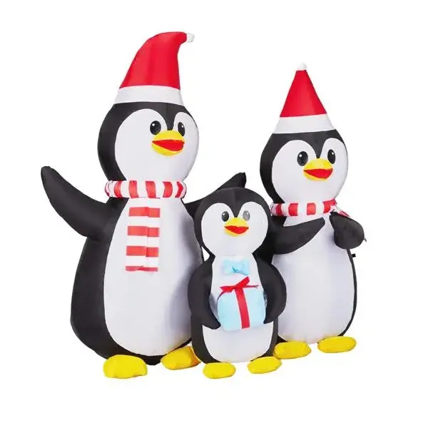 6FT Lighted Christmas Inflatable Decoration, Inflatable Penguin Family, Funny Blow Up Yard Decorations With Built-in LED Lights For Holiday Party Front Yard Law