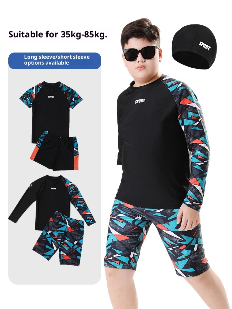 Children's Swimwear Boys' Swim Trunks 2026 New Model Kids' Swimwear For Older Children Youth Two-Piece Hot Spr