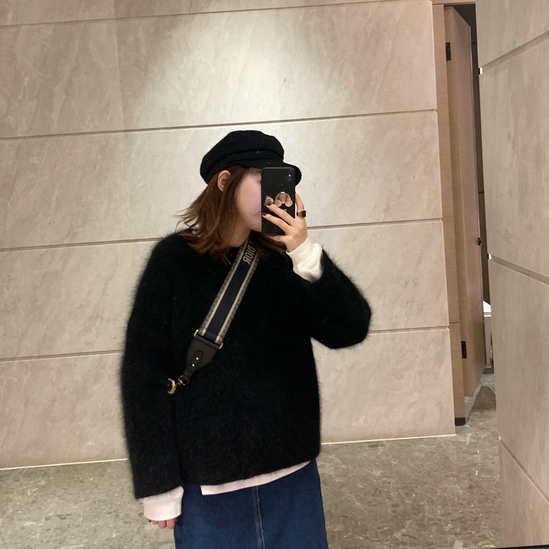 Title 2, Mink Sweater Coat Female Loose Crew Neck Top