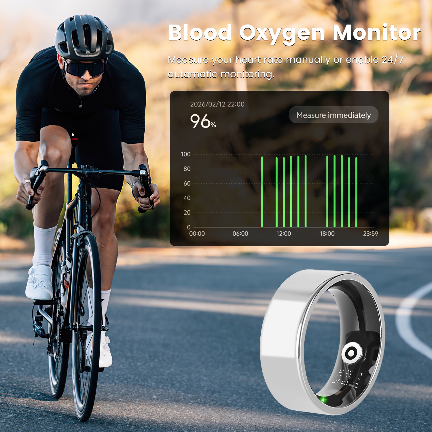 Smart Ring Health Tracker Fitness Sleep Stress HRV Tracker With Charging Case Magnetic Charging Cable For Women & Men Compatible With IOS & Android 7-Day Battery Life Size7 Size8 Size9 Size10