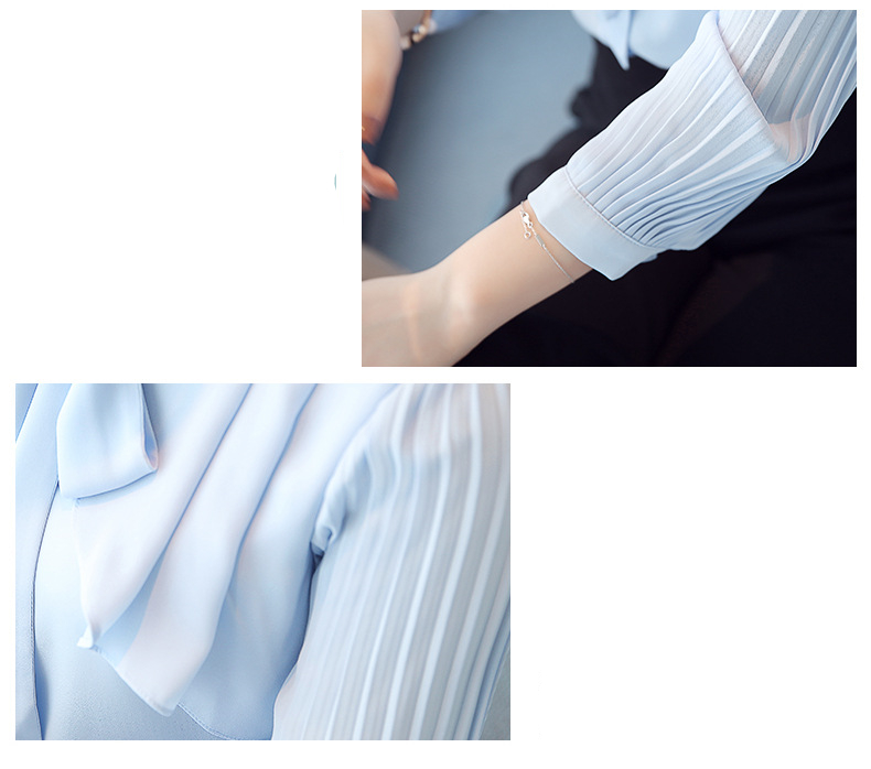 Bowknot Chiffon Shirt Solid Color All-match