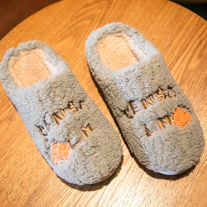 Ins Cute Flower Fleece Slippers Winter Warm Bedroom Floor Slippers Indoor Non-sl - Picture 10 of 11