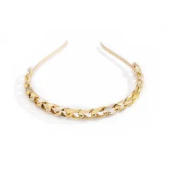 Accessories Simple Design Twist Chain Wash Headband - Gold - View 1