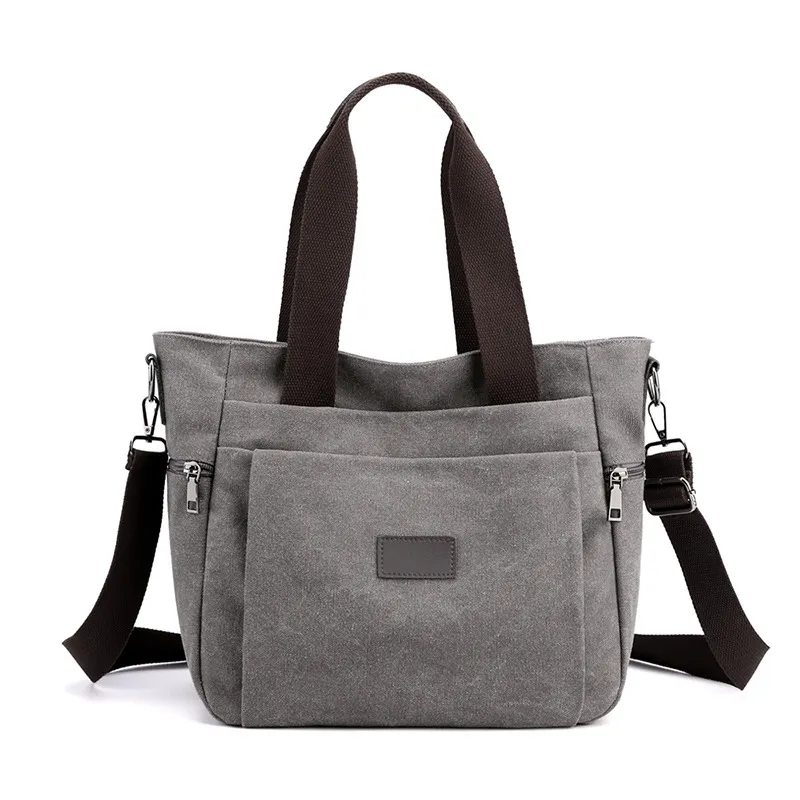 Shoulder Travel Canva Retro Messenger Female Bag - Grey