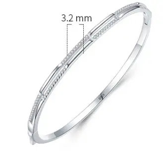 S925 Silver Bracelet Women's Double Layer Line Inlaid With Diamond Opening Collapsible Strap