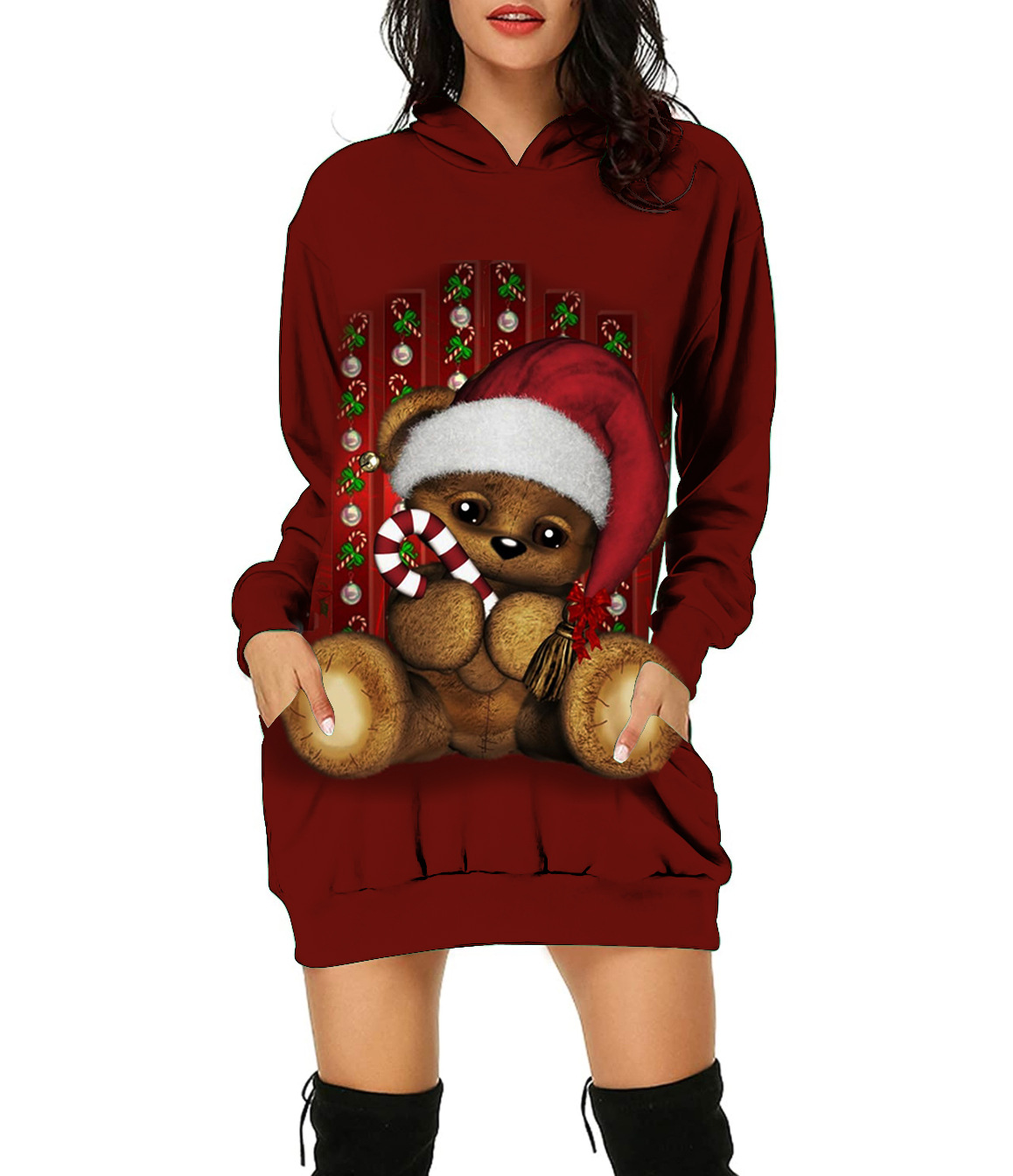 European And American Women's Long-sleeved Loose Sweater Dress