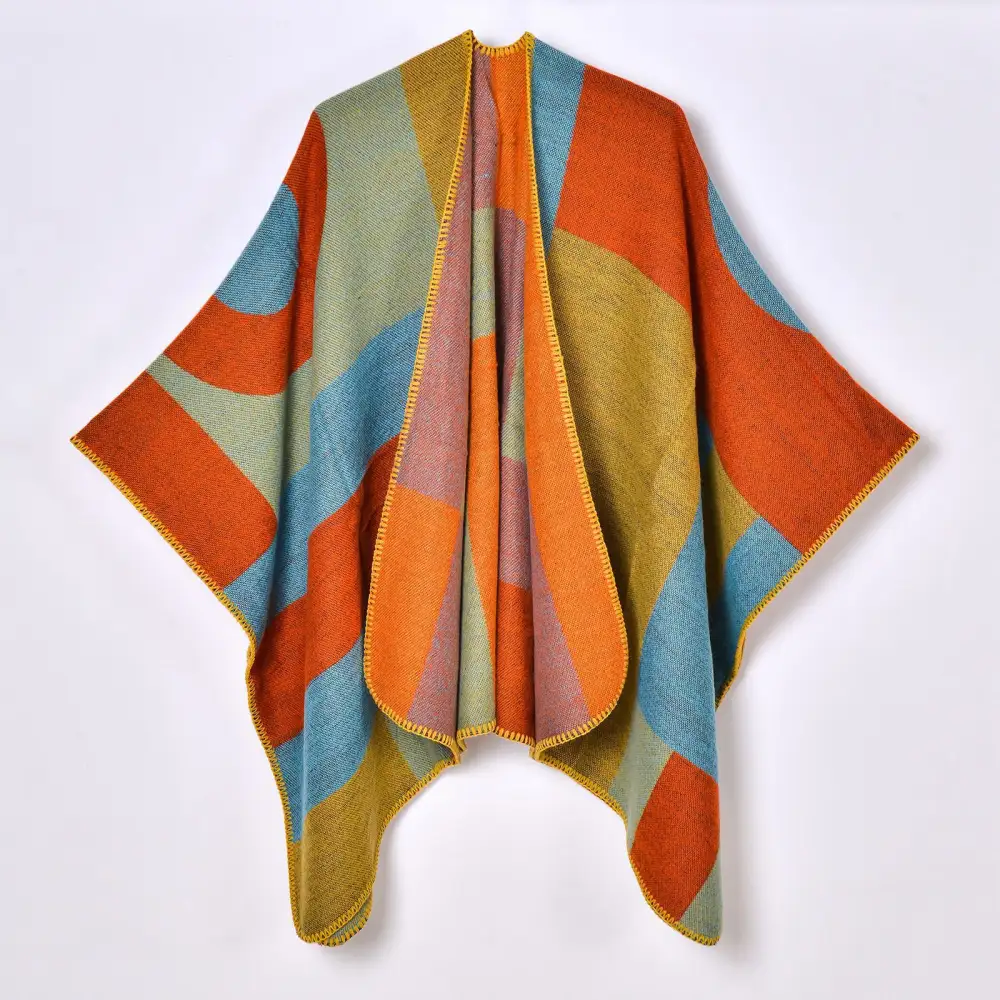 Women's Minimalist Fashion Geometric Color Block Shawl