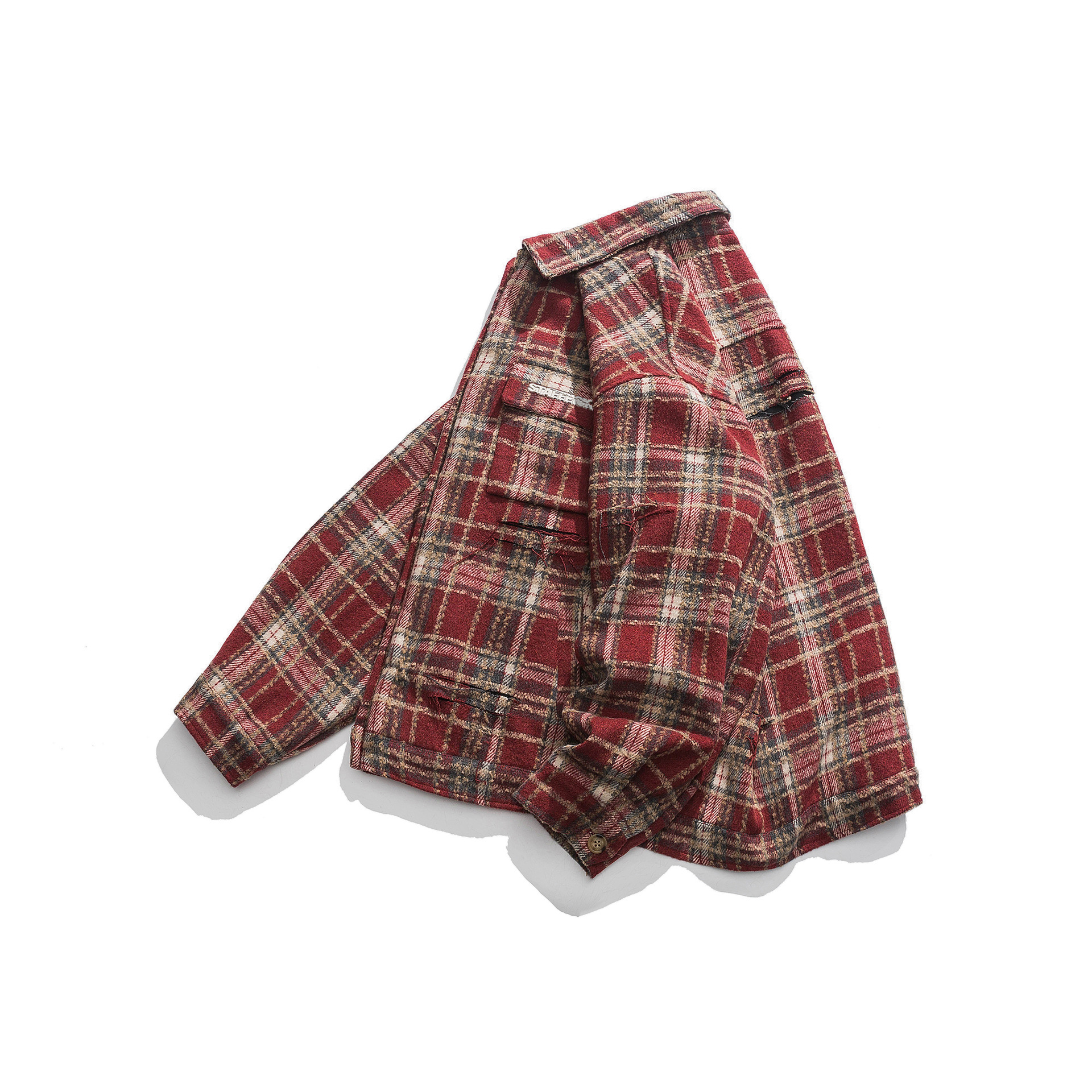 Wool Ruined Washed High Street Check Jacket Shirt