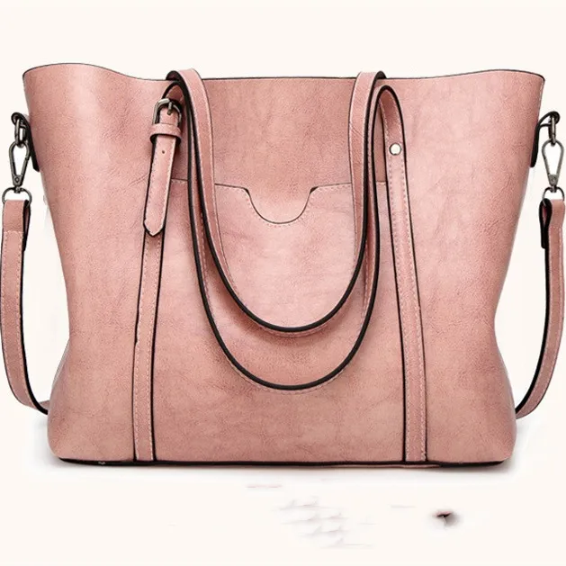 Large capacity Soft Leather Bag Simple And Versatile Pink - Shop at LoveMi