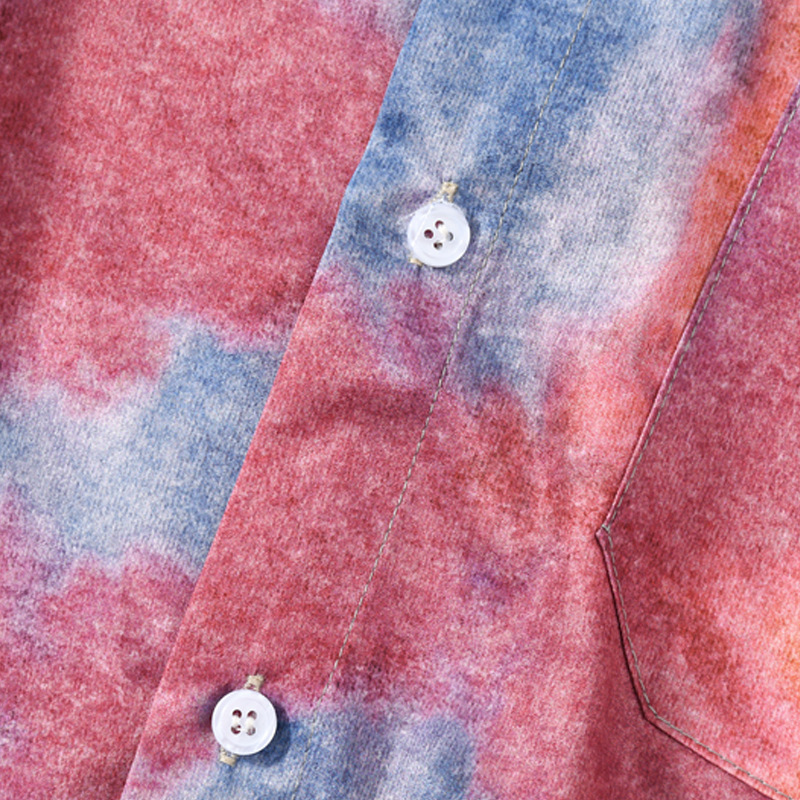 Men's Korean Style Tie Dye Gradient Long Sleeve Shirt