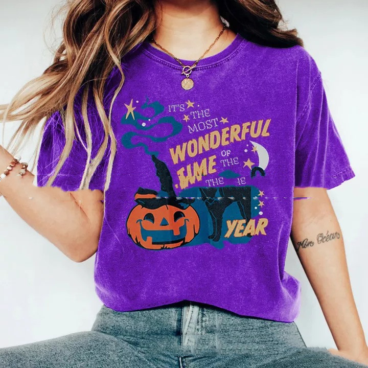 Title 5, Halloween Printed Loose Round Neck Summer T-shirt