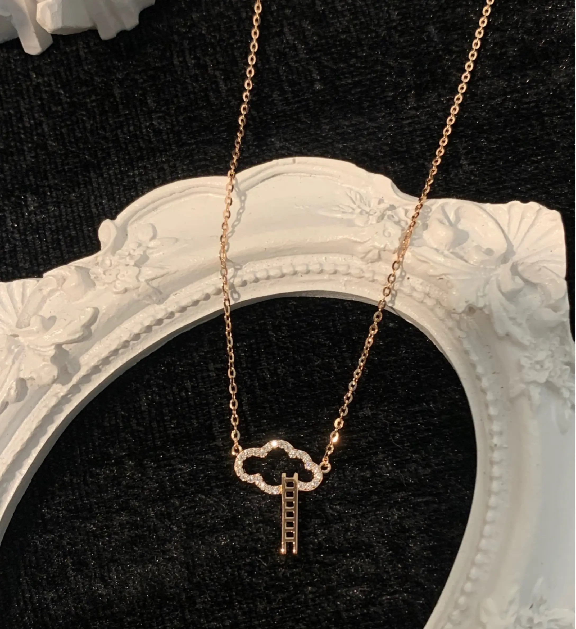 Ladder Ladder Necklace Micro Inlay Hollow Design Clavicle Chain