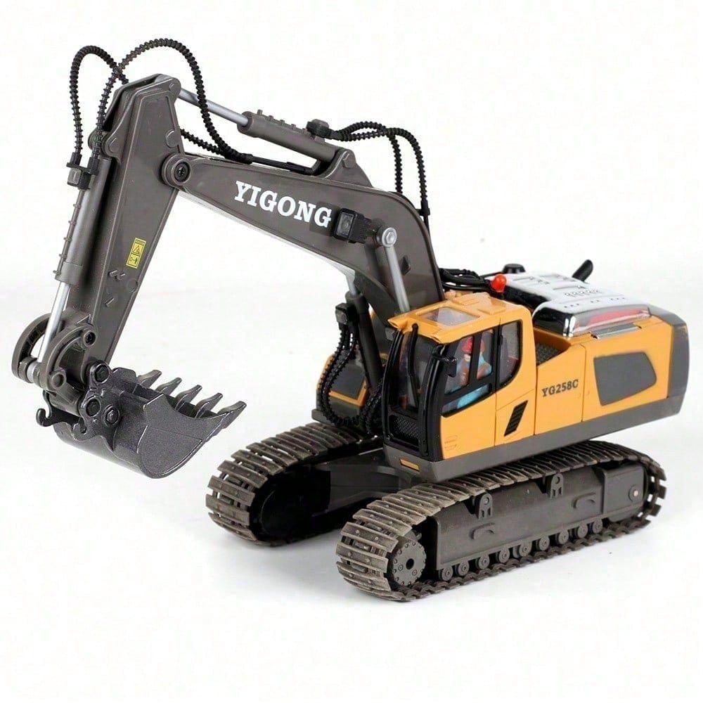 11 Channel Alloy RC Excavator Toy With 2.4GHz, Simulated Digging, 680 Rotation, Lights And Sounds Construction Vehicle Gift For Kids Ages 6