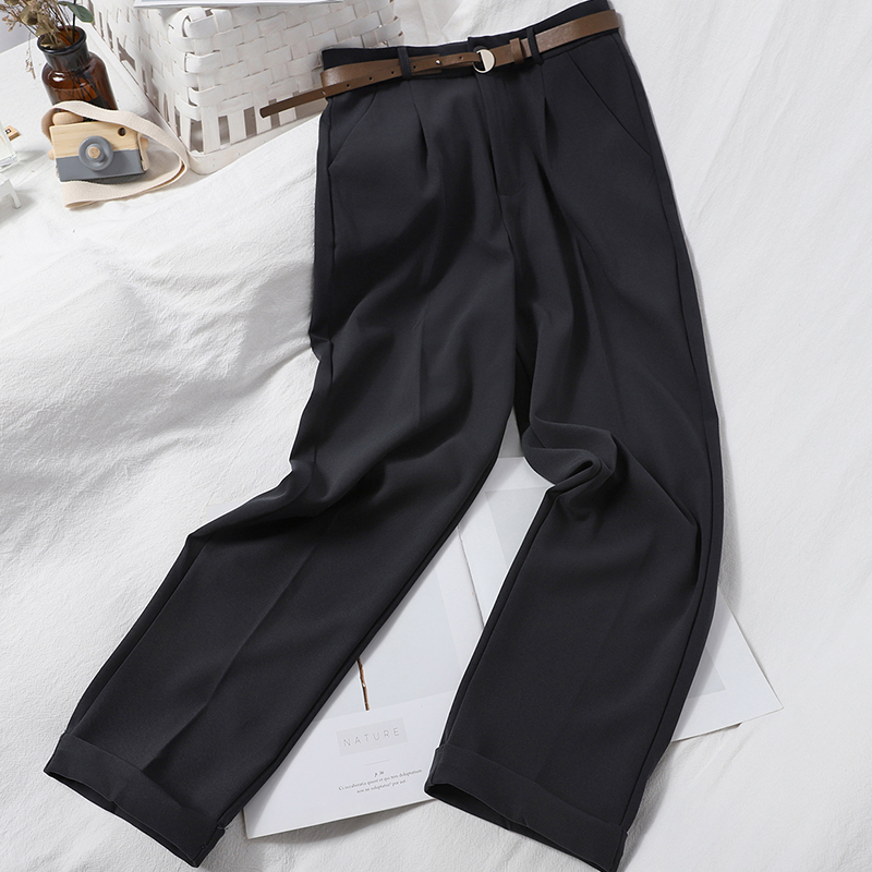 Title 8, Korean Style Solid Color Casual Pants High Wais...