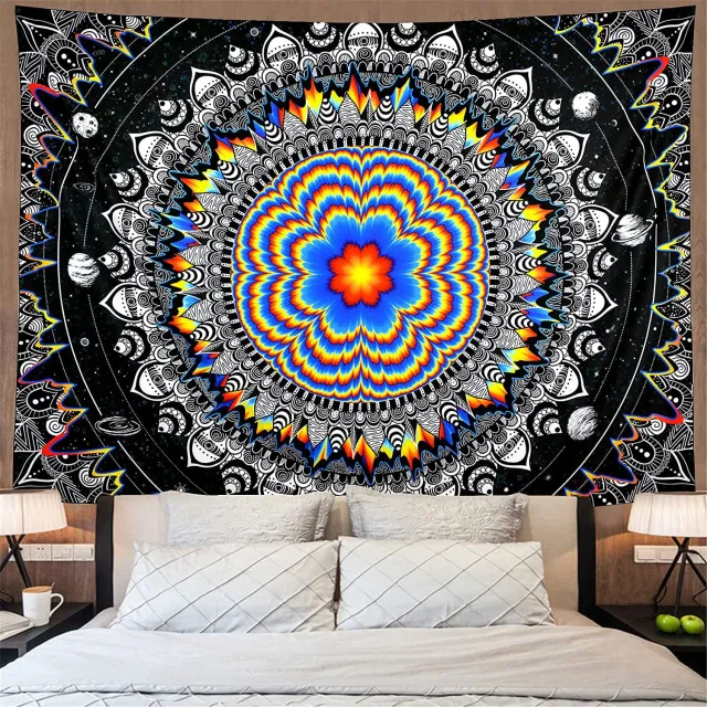 Psychedelic Black Tapestry Hippie Astronomy Galaxy 150X100Cm - Shop at LoveMi