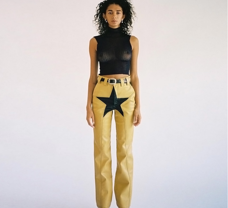 Ladies Autumn Contrast Color Pentagram Patchwork Pants