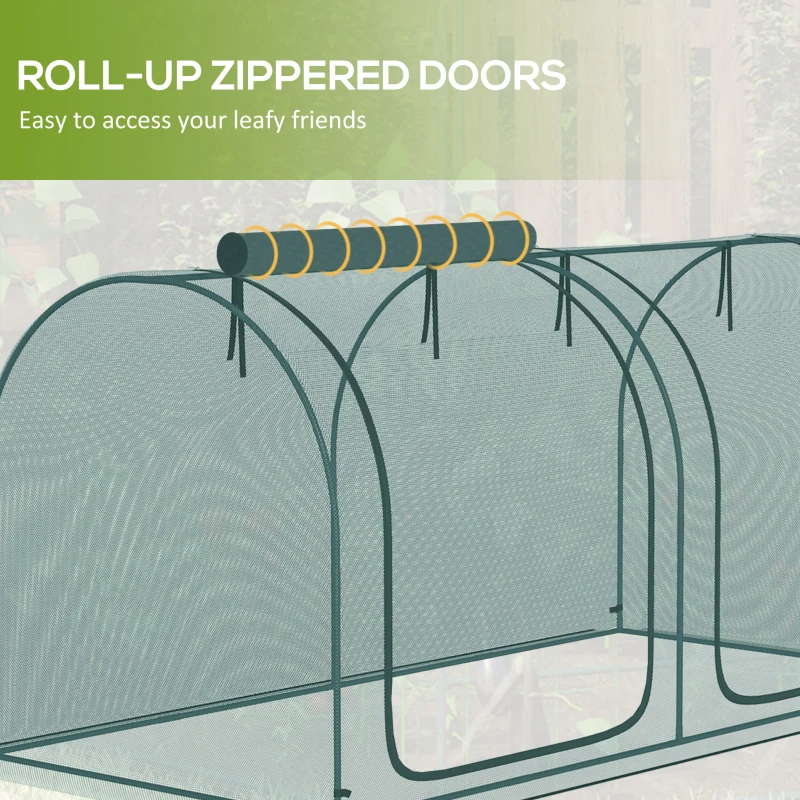 Crop Cage, Plant Protection Tent With Two Zippered Doors, Storage Bag And 4 Ground Stakes, For Garden, Yard, Lawn, Green