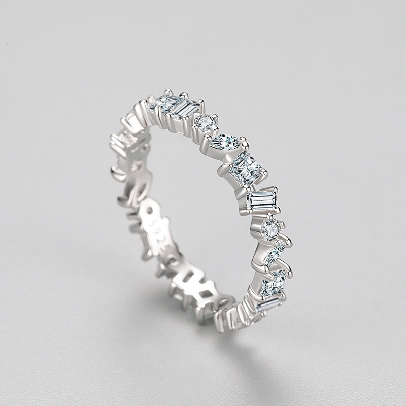 S925 Sterling Silver Irregular Diamond Ring