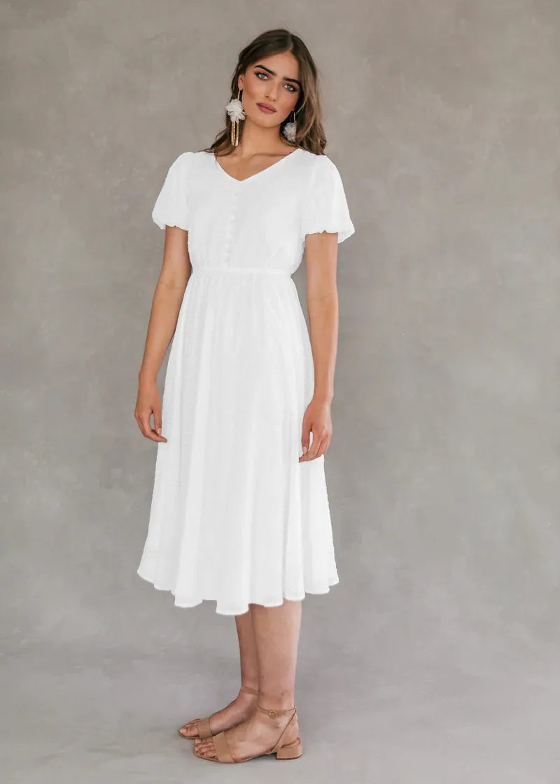 V-neck Button Fashion European And American Women's Dress - White