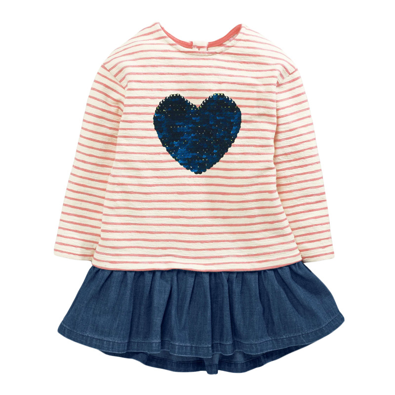 Girls Fashion Patchwork Long Sleeve Dress