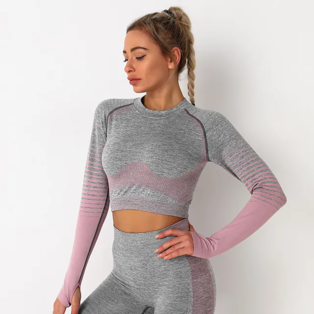 Peach knit quick drying yoga pants Pink Top - Shop at LoveMi