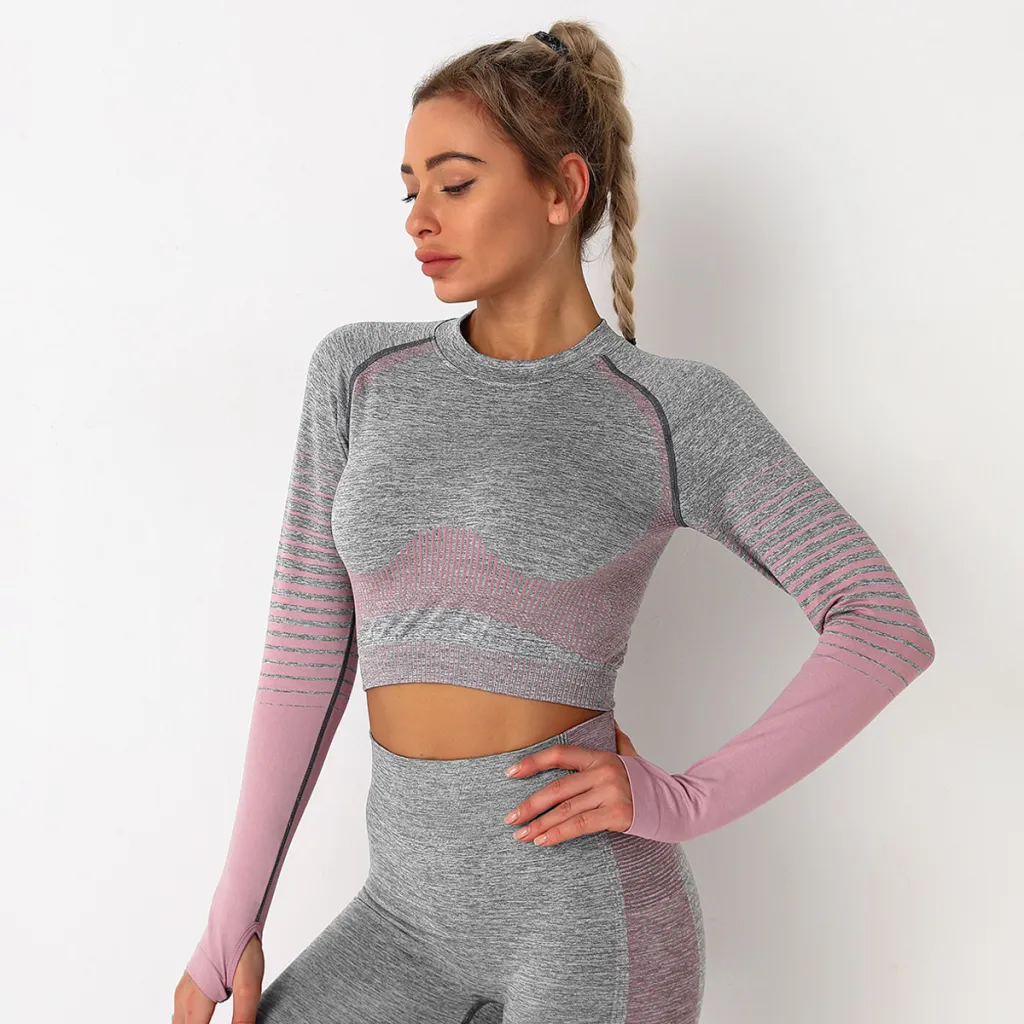 Peach knit quick-drying yoga pants - Pink Top