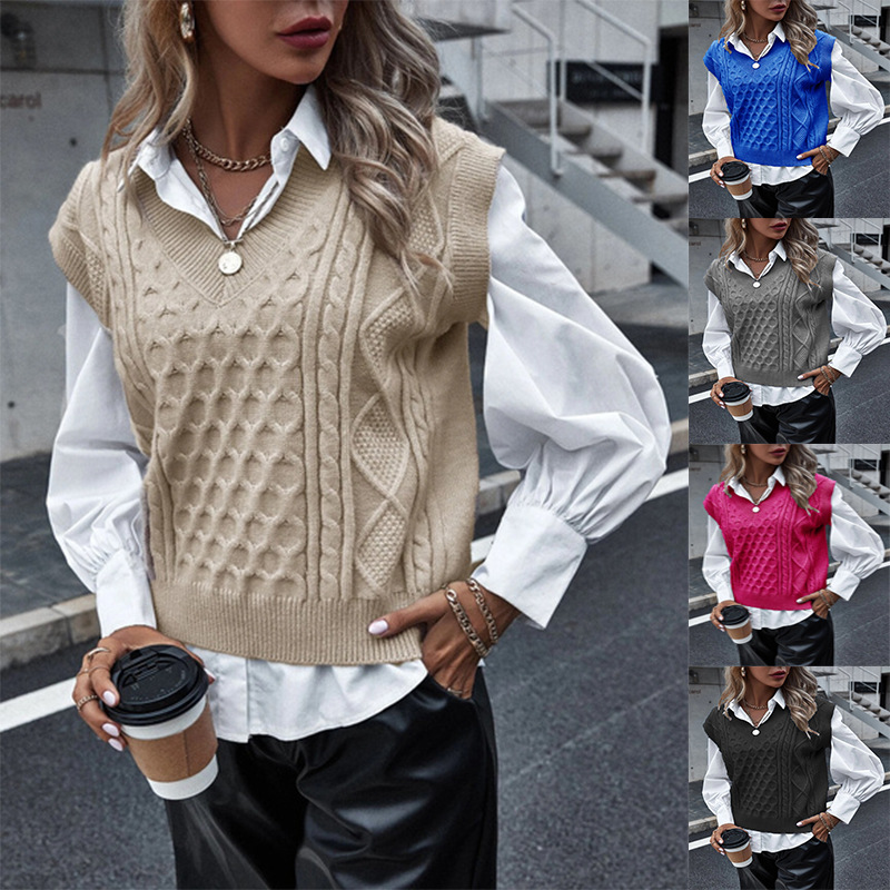 New Style Foreign Trade European And American Ladies Fashion Knitted Vest