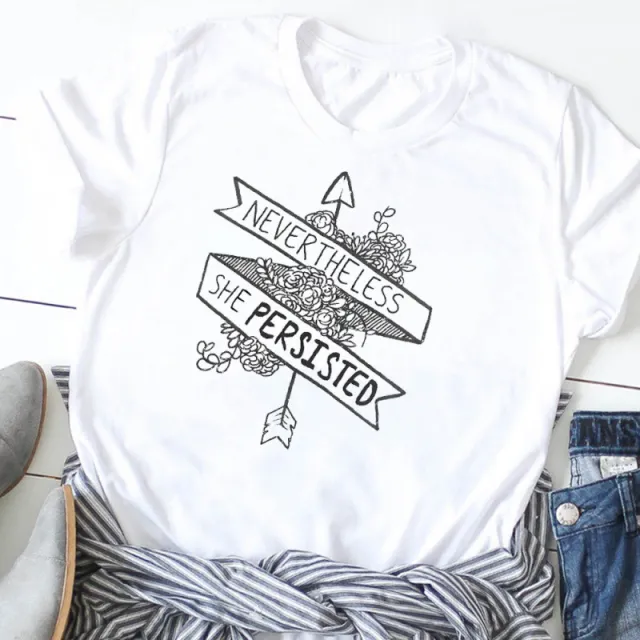 European And American Suffragette Round Neck Short sleeved T shirt 20296Color - Shop at LoveMi