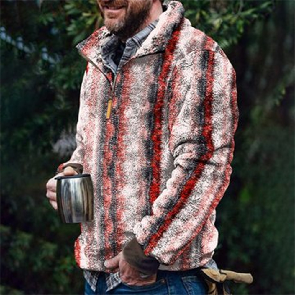 Autumn And Winter Casual Button Pocket Flannel Plush Men's Sweater