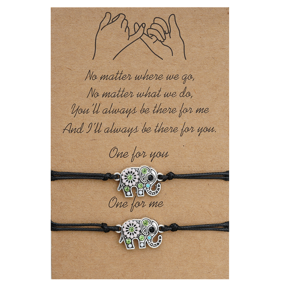 Fashion Dot Diamond Hollow Elephant Card Bracelet