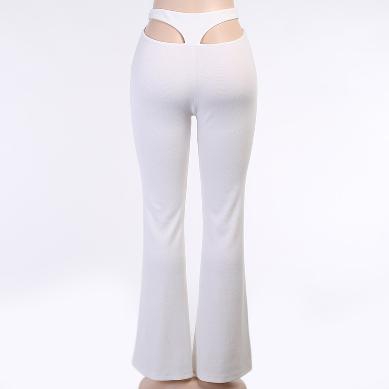 Women's T Line Cutout Wide Leg Stretch Slim Pants White - Shop at LoveMi