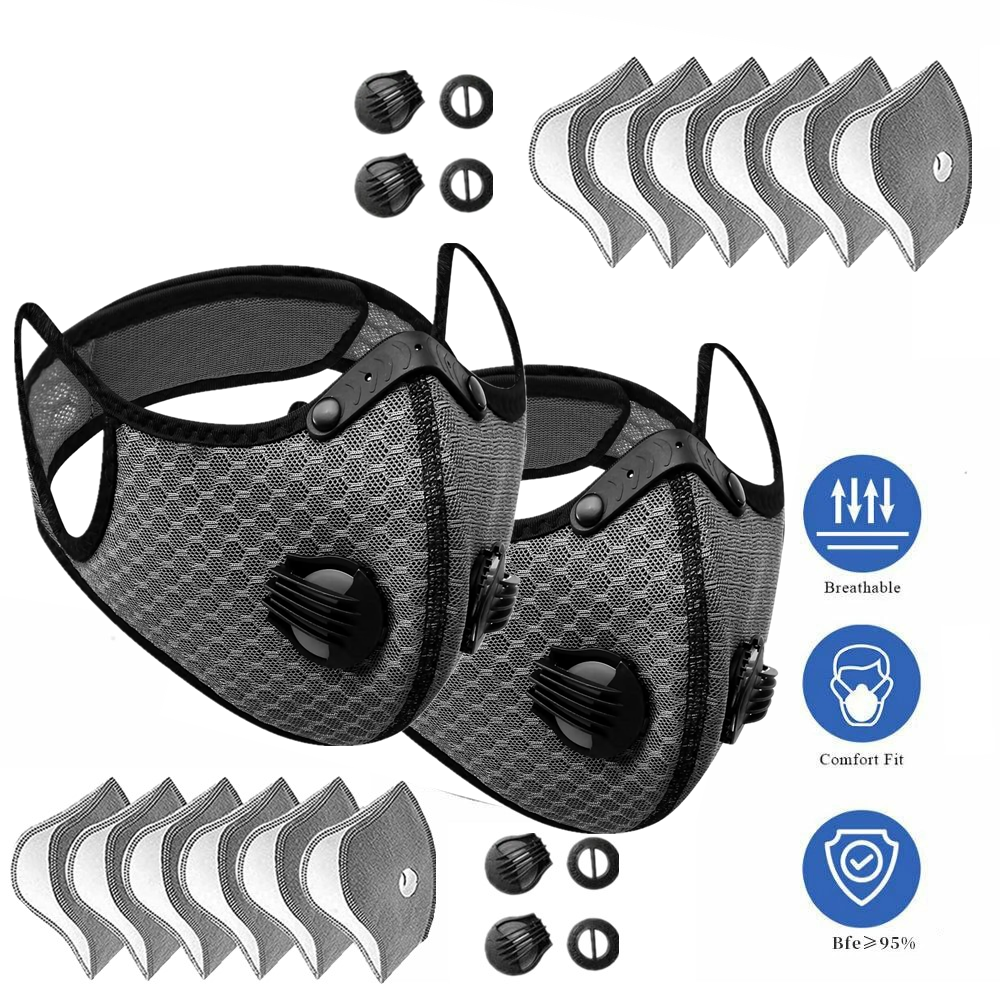 Sport Mask Cycling Face Mask Activated Carbon Filter Breathing Valves With Filter 4