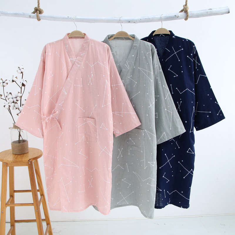 Title 3, Thin Cotton Bathrobe Cotton Pajamas Cardigan Lo...