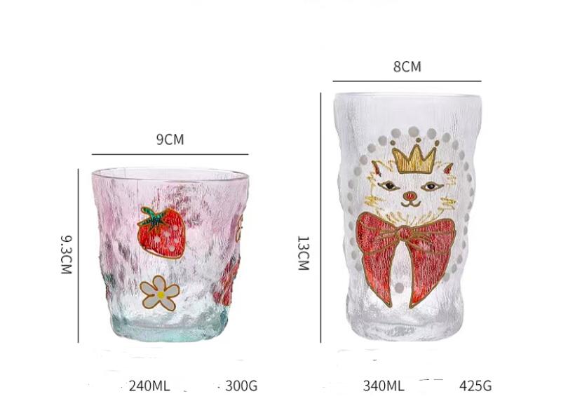 Ins Wind Of Hand-painted Glass Water Cup With Glacier Pattern