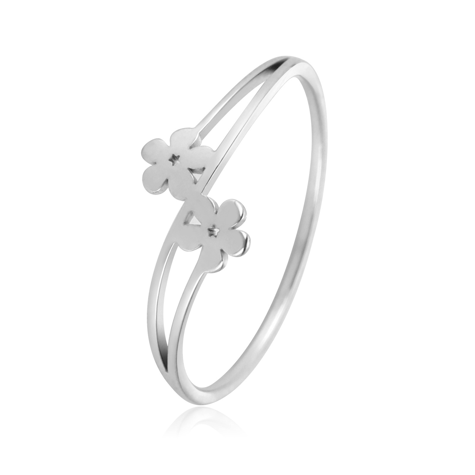 Title 5, Damesmode ring met twee bloemen. Een elegante r...