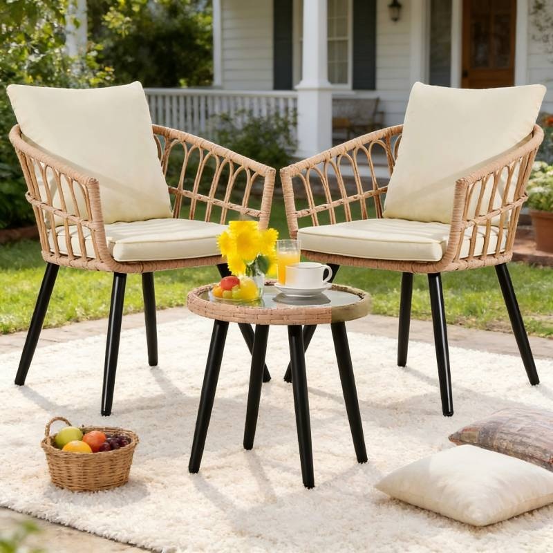 3 Piece Wicker Patio Bistro Set, picture 3 of 4