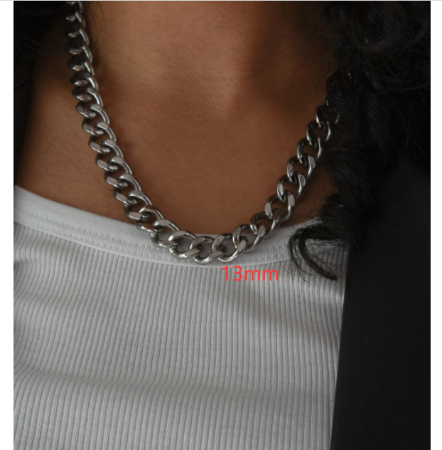 Men'S Stainless Steel Necklace Titanium Steel Cuban Net Red Chain Women'S Neck Chain