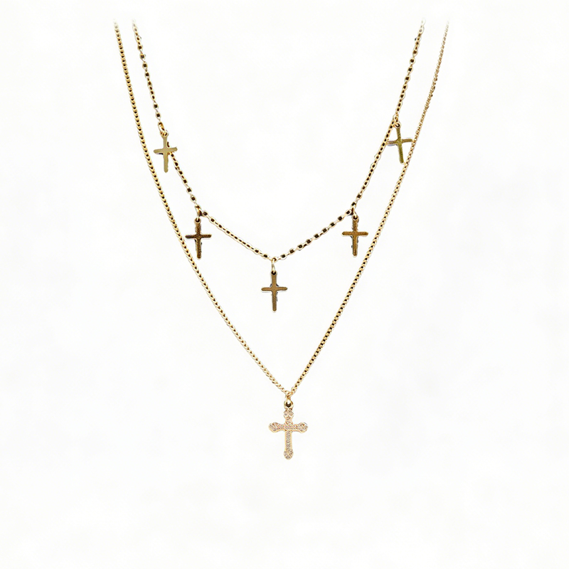 24k Gold Jewelry,Cross Heart Charm Choker Necklace For Women Dainty Layered Lip Chain Necklace Stainless Steel Trendy Jewelry
