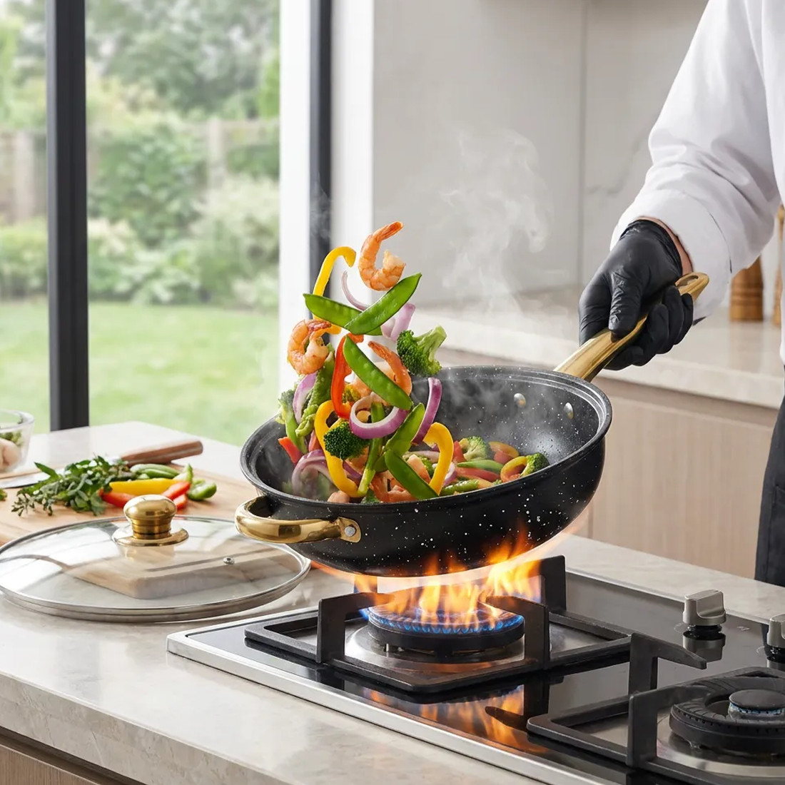 12PCS Induction Non Stick Stainless Steel Cookware Cooking