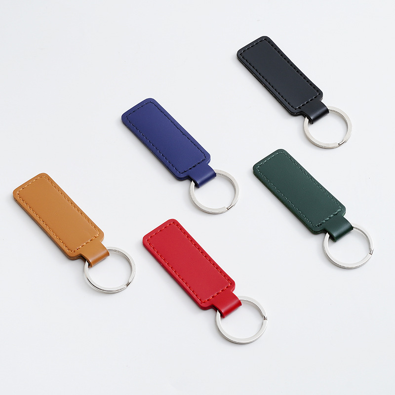 Title 3, Creative PU Leather Keychain Simple DIY Key Ring