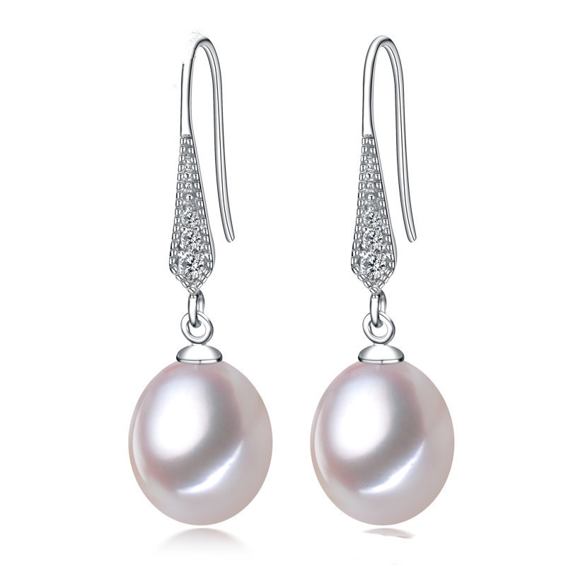 Silver Freshwater Pearl Earrings Women's Simple Fashion Ear Hook
