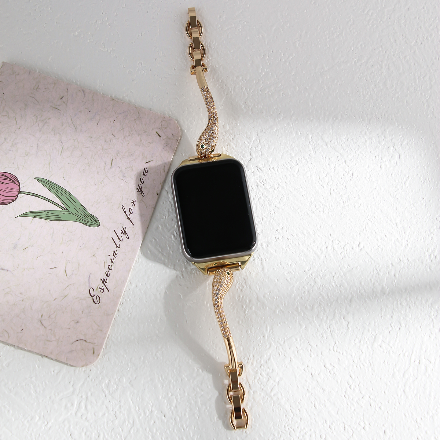 Zircon Inlaid Copper Twisted Snake Watch Strap For IWatch S11  Xiaomi 9 8 Pro Metal Band