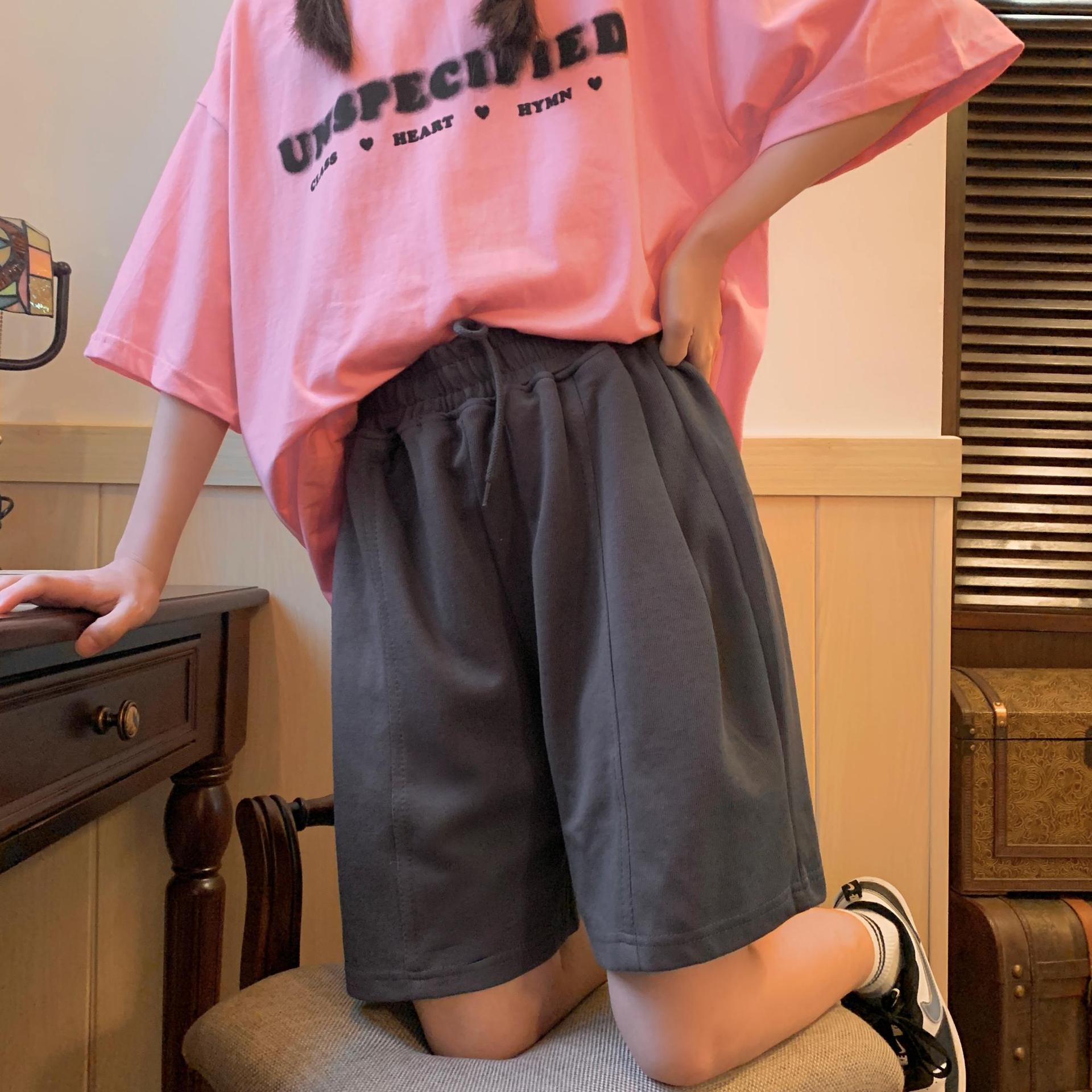 Temperament Commuter High Waist Cotton Shorts Wide Leg Pants Women's Dark Grey - Shop at LoveMi