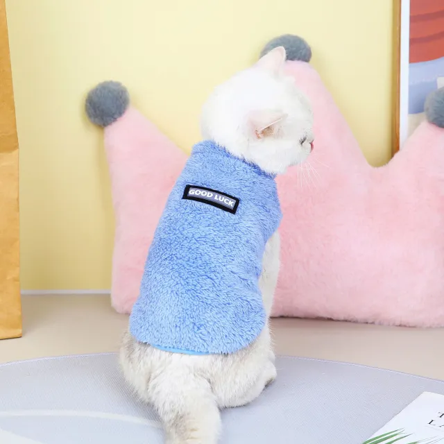 Pet Cats Fall And Winter Warm Plus Fleece Clothes Blue - Shop at LoveMi