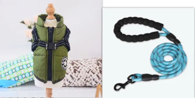 Waterproof Dog Clothes Winter Dog Coat With Harness Warm Pet Clothing Big Dog Jacket Chihuahua Labrador Coat Costume Army Green - Shop at LoveMi